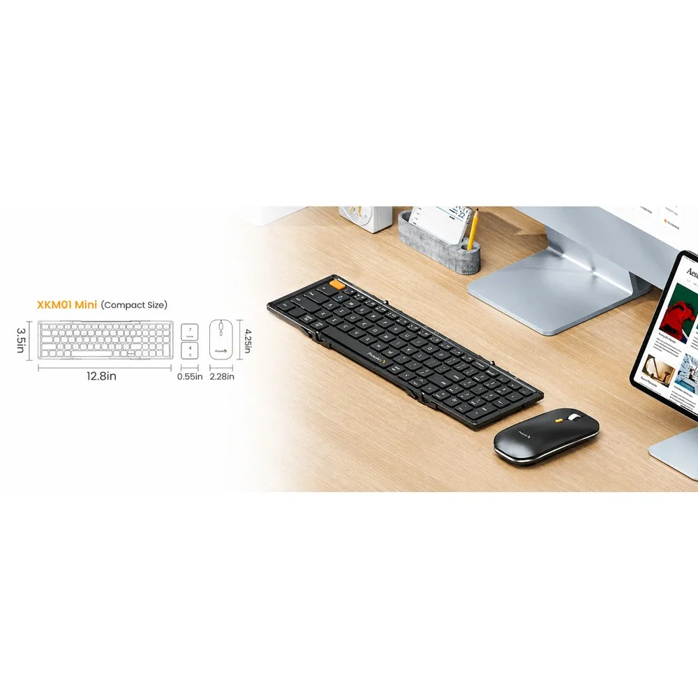 ProtoArc XKM01 Mini Foldable Bluetooth Keyboard Mouse Combo Case